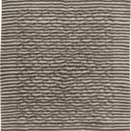 “Undine” Modern Hand-Knotted Striped Gray With Ivory Handmade Goat Hair Rug N11448