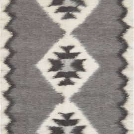 Misty Ivory Diamond Medallion Geometric Contemporary Hand-Knotted Goat Hair Carpet “Sierra” N11828