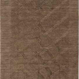 “Argyle” Modern Geometric Diamond Lattice Brown Handmade Goat Hair Rug N11456