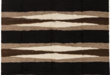 Doris Leslie Blau Collection Taurus Striped Black, Brown, White, Goat Hair Rug N11453