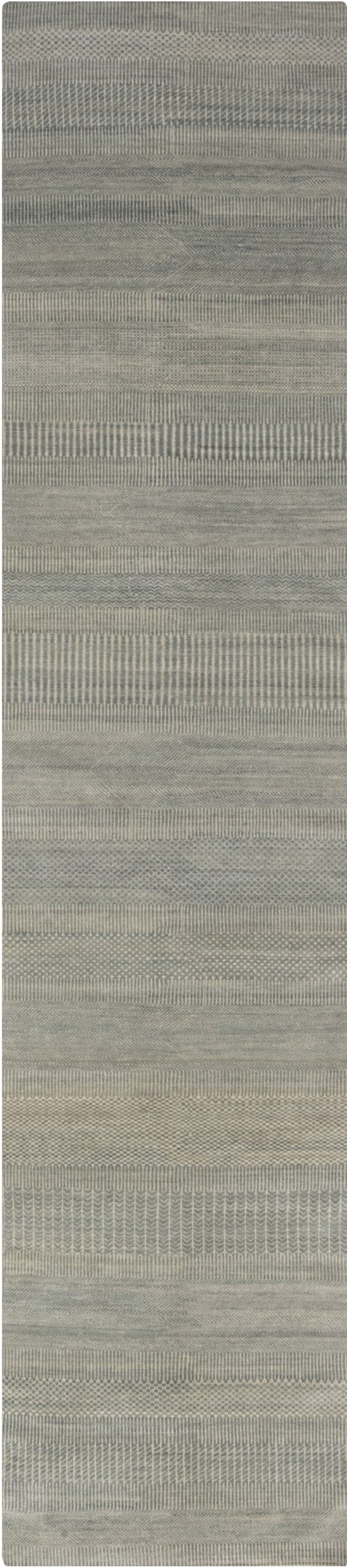 Doris Leslie Blau Collection Scandinavian Style Cut-pile Blue Ivory Wool Runner N11771