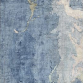 Doris Leslie Blau Collection Abstract Blue Sea, Sand Beige Handmade Silk Runner N11770