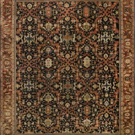 19th Century Persian Sultanabad Brick Red Handwoven Wool Carpet BB6673