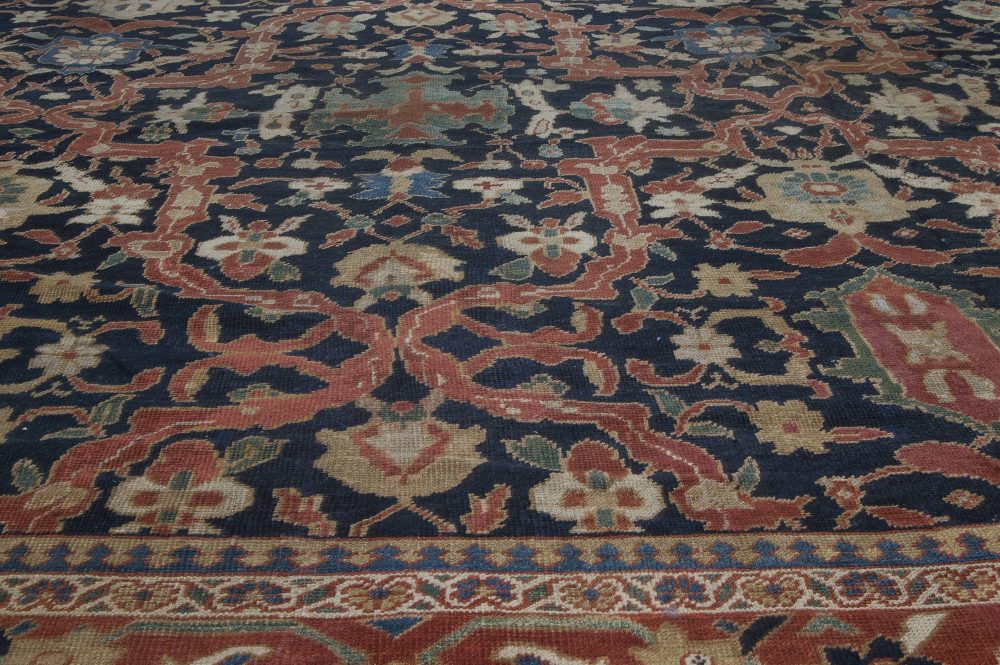 19th Century Persian Sultanabad Brick Red Handwoven Wool Carpet BB6673