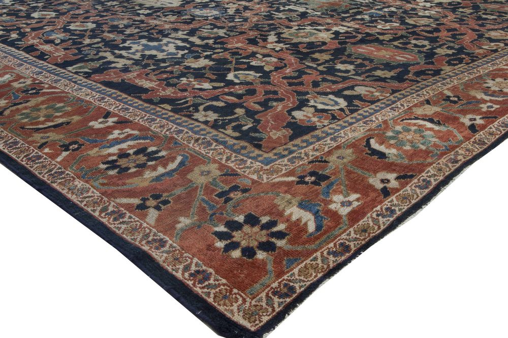 19th Century Persian Sultanabad Brick Red Handwoven Wool Carpet BB6673