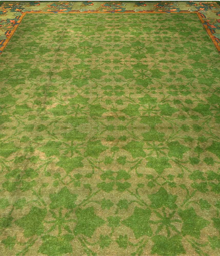 19th Century Irish Donegal Green Handmade Wool Rug BB6680