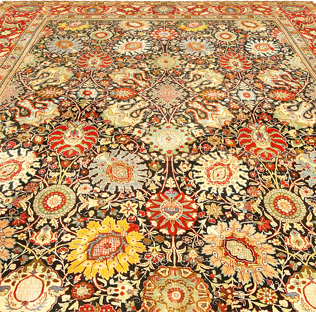 Fine Antique Persian Tabriz Floral Red Handmade Wool Rug (Size Adjusted) BB6777