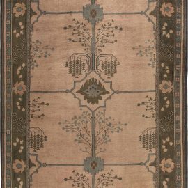 Vintage Irish Arts & Crafts Floral Cream Beige Hand-Knotted Wool Rug (Size Adjusted) By Gavin Morton BB6841