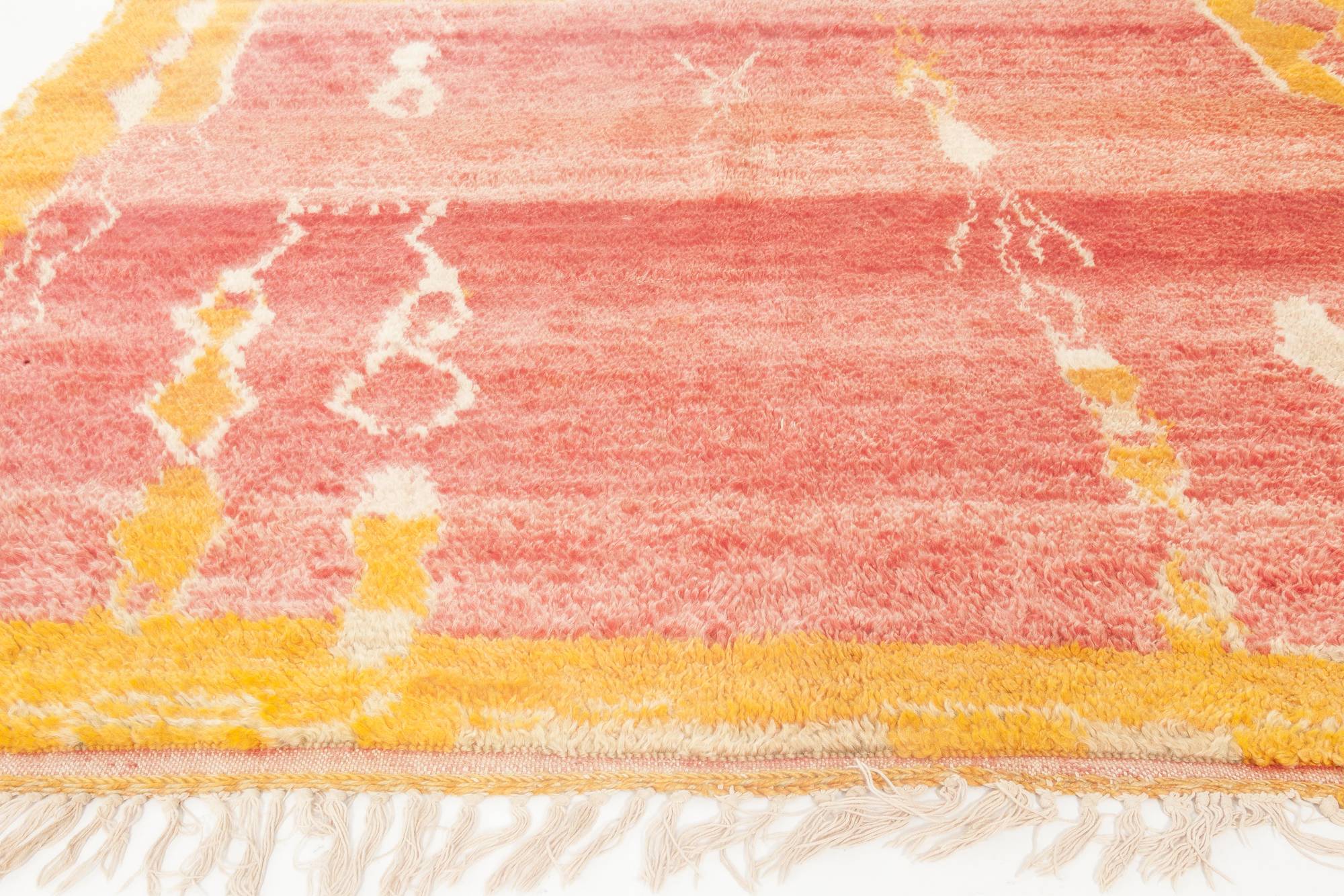 Vintage Tribal Moroccan Wool Rug In, Pink And Orange Rug
