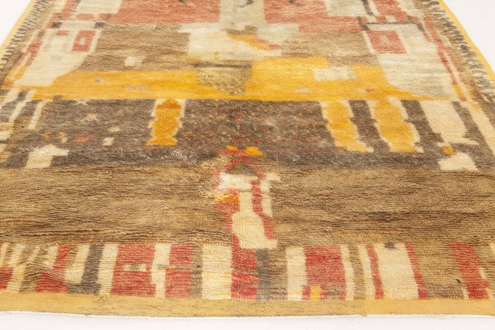 Moroccan Mocha, Carmine, Brown, Gray, Beige and Yellow Wool Rug BB6879