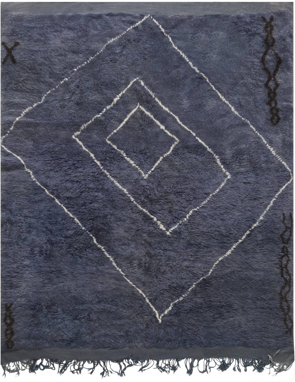 Mid-20th century Moroccan Reversible Deep Blue Hand Knotted Wool Rug BB6877