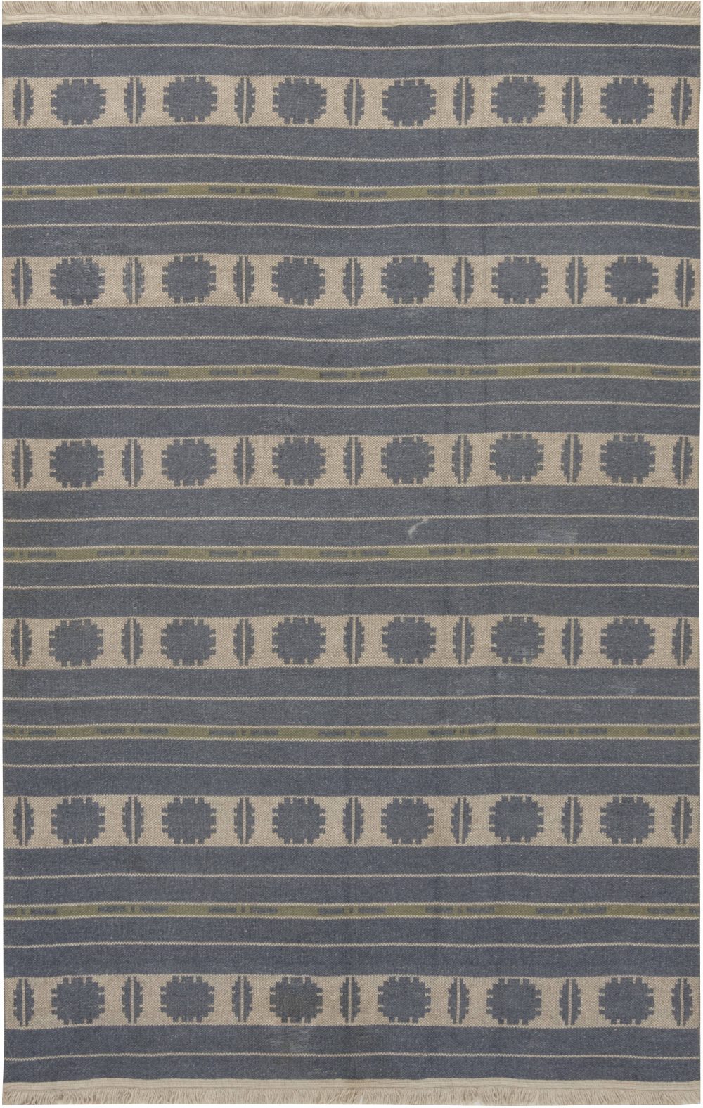 Midcentury Swedish Beige, Blue and Green Double Sided Flat-Woven Wool Rug BB6660