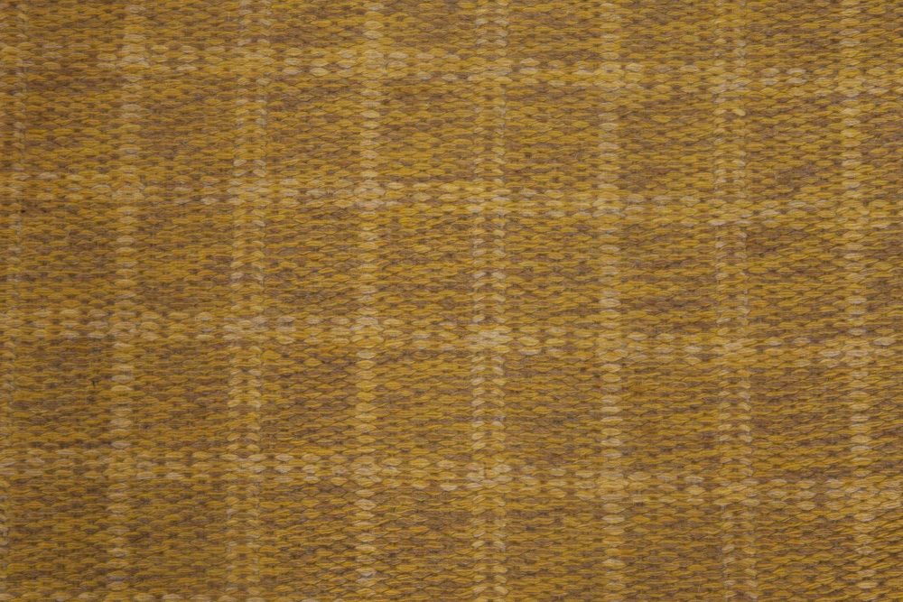 Mid-20th Century Geometric Swedish Double-Sided Brown Flat-Weave Rug BB6869