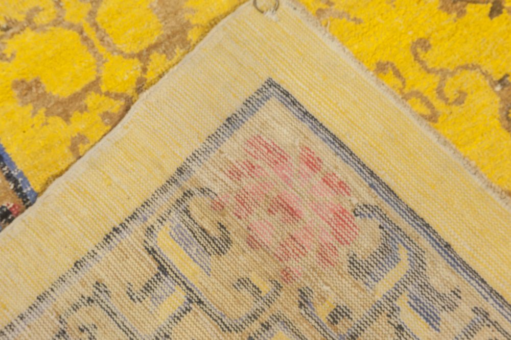 Early 20th Century Chinese Yellow, Pink, Blue and Brown Handmade Silk Rug BB6903