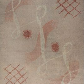 Vintage French Art Deco Abstract Soft Beige Hand-Knotted Wool Rug BB6583