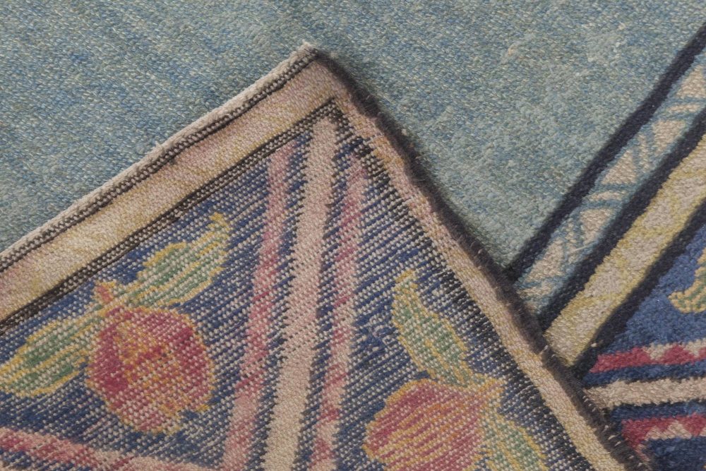 Jews David Star Blue and Red Handwoven Wool Marbadia Rug BB6902