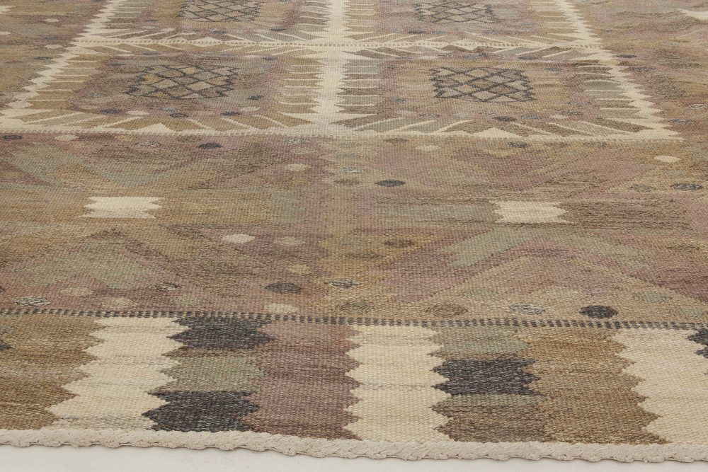 Mid-Century Carnation Tapestry Weave Rug by Marta Maas-Fjetterstrom. Woven signature to edge “AB MMF BN” BB6849