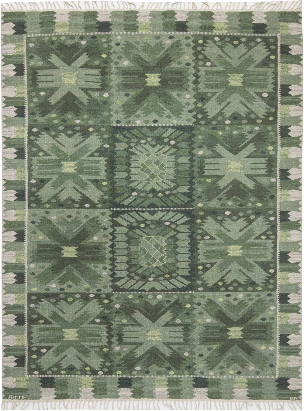 Vintage Swedish Flat weave Rug by Marta Maas-Fjetterstrom “CARNATION” BB6655