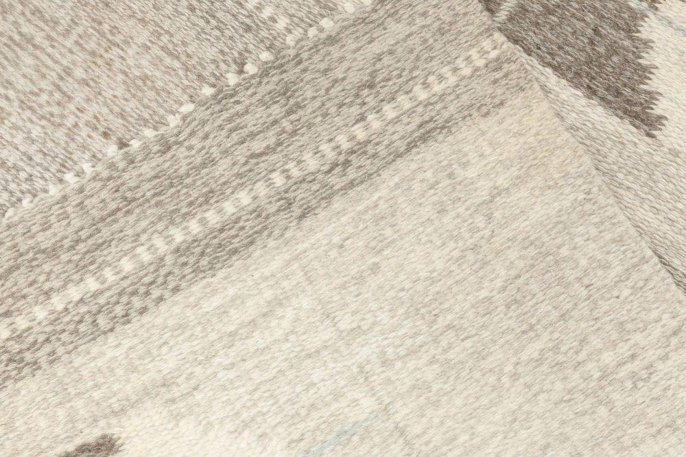 Mid-Century Swedish Handmade Wool Rug in Neutral Colors BB6882