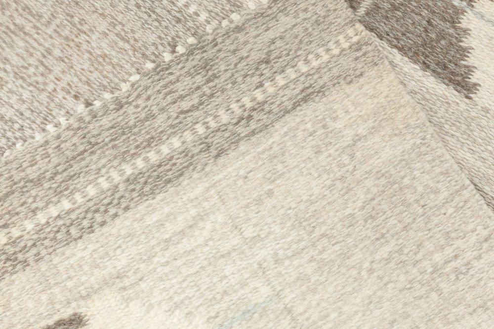 Mid-Century Swedish Handmade Wool Rug in Neutral Colors BB6882