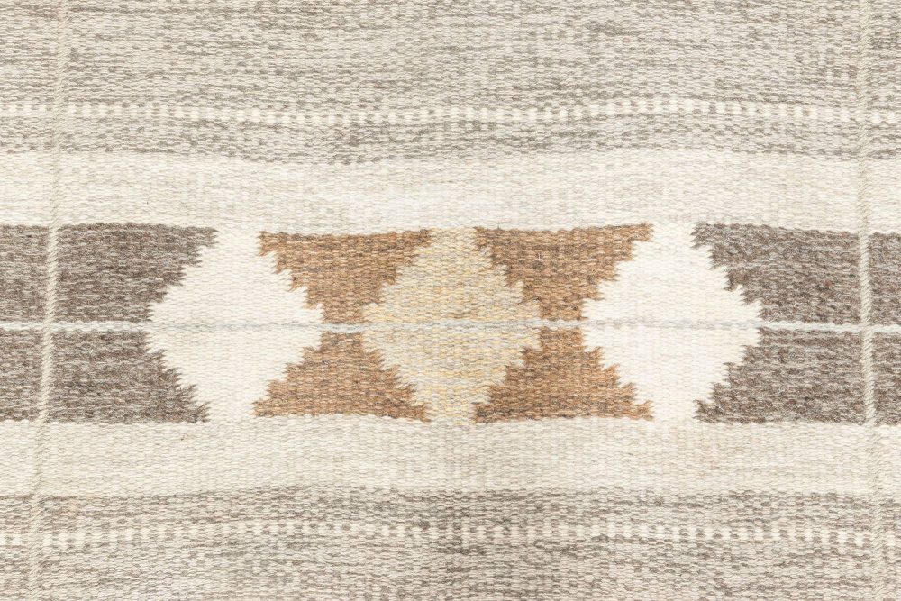 Mid-Century Swedish Handmade Wool Rug in Neutral Colors BB6882
