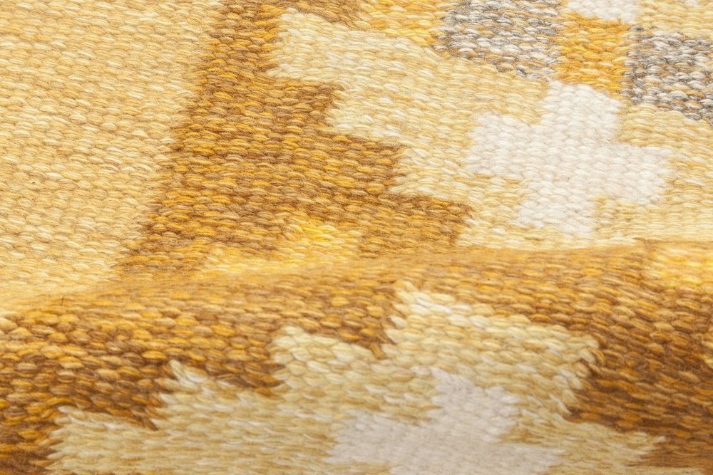 Mid-20th Century Yellow Brown Swedish Flat-Weave Rug by Birgitta Solderkvist BB6884
