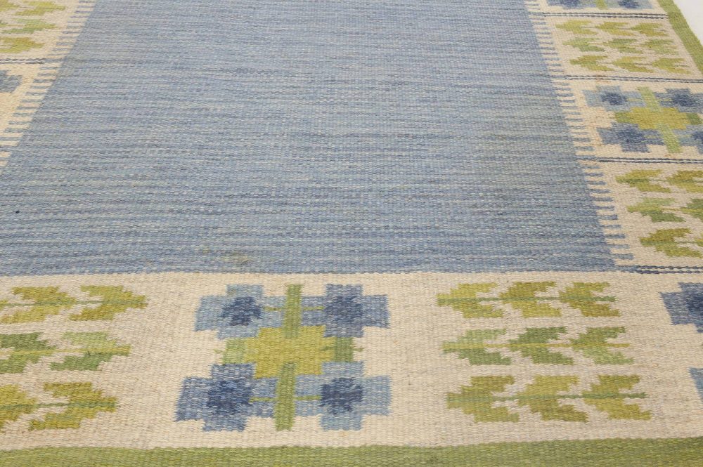 Vintage Swedish Flat Weave Rug  by Berit Woelfer BB6871