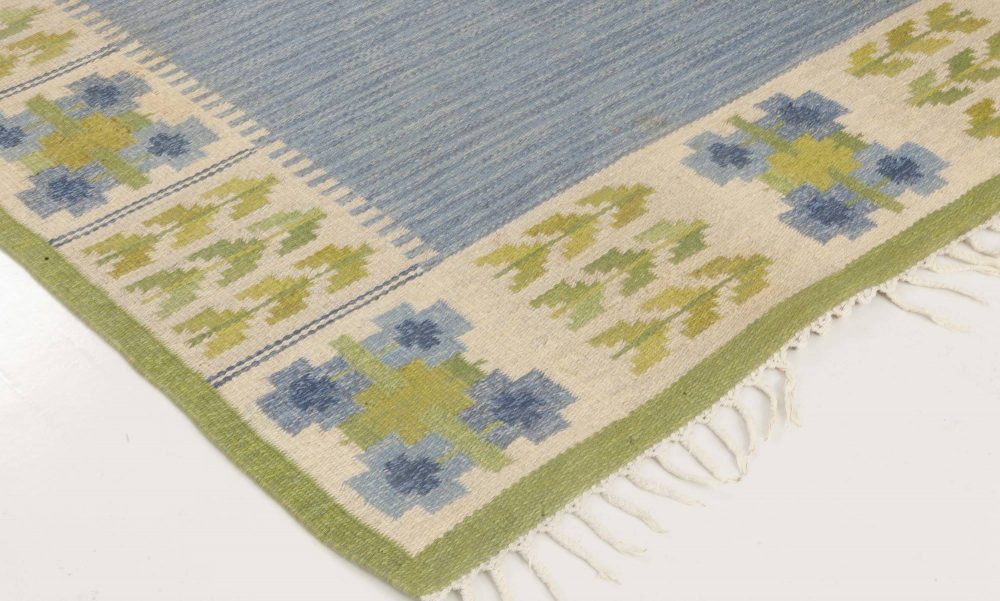 Vintage Swedish Flat Weave Rug  by Berit Woelfer BB6871