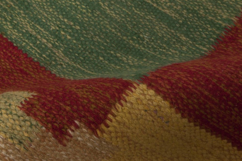 Swedish Red, Yellow and Green Flat-Weave Runner by Sverker Greuholm BB6658