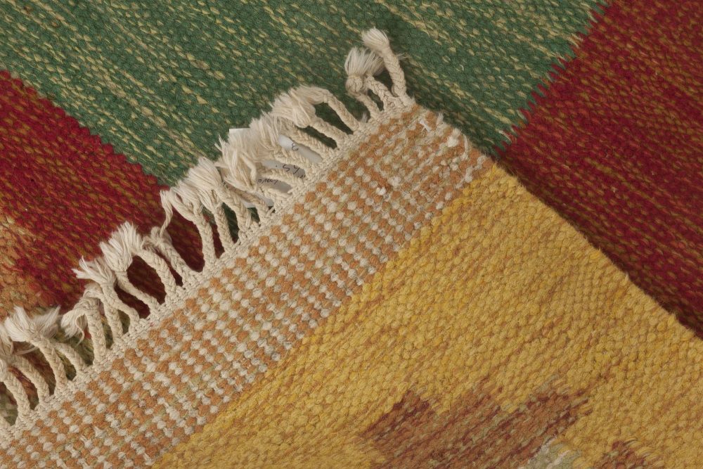 Swedish Red, Yellow and Green Flat-Weave Runner by Sverker Greuholm BB6658