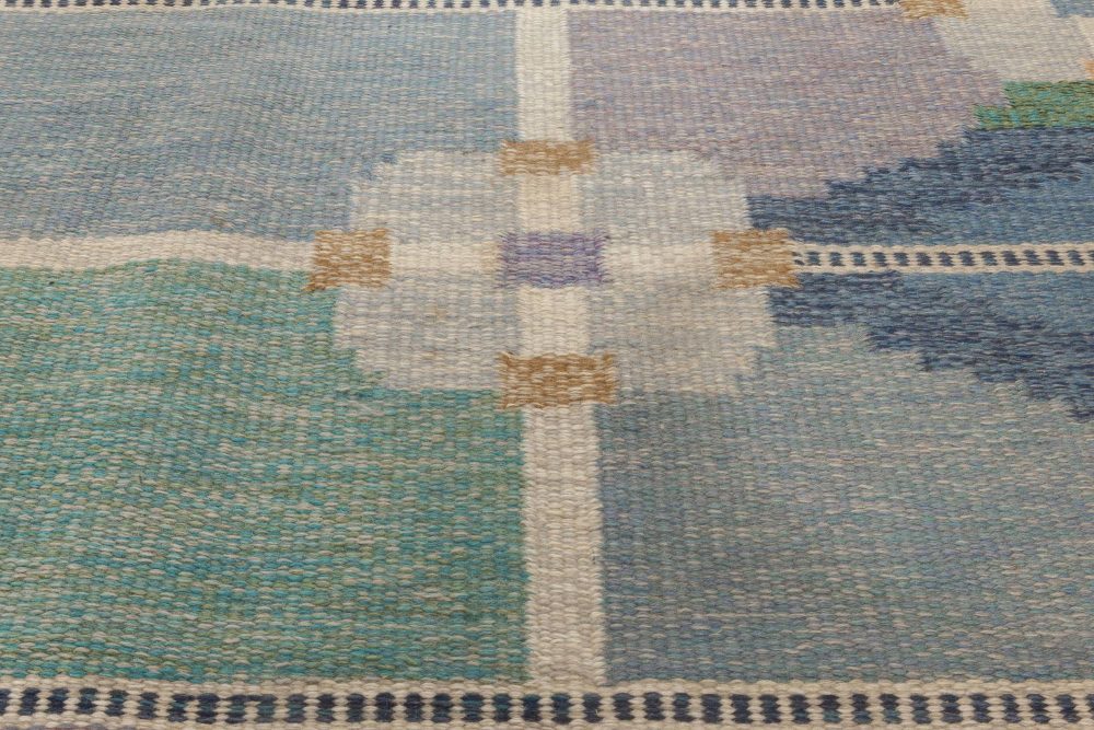 VINTAGE SWEDISH FLAT WEAVE RUG SIGNED BY INGEGERD SILOW BB6873