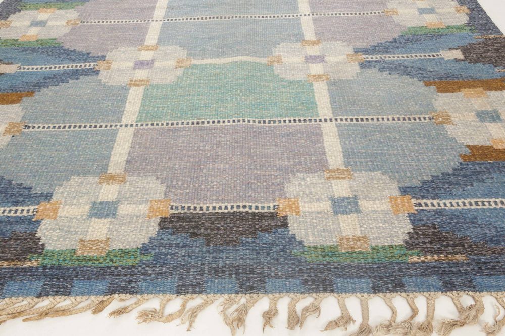 VINTAGE SWEDISH FLAT WEAVE RUG SIGNED BY INGEGERD SILOW BB6873