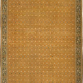 Oversized Vintage Spanish Floral Brown Hand-Knotted Wool Rug Cuenca BB6667