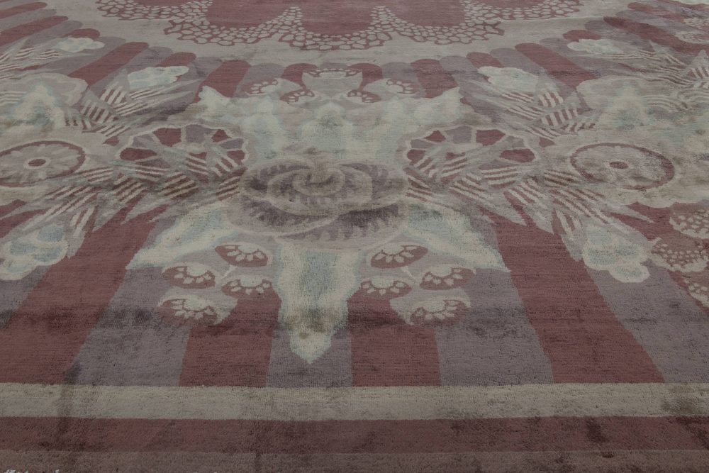Large Vintage Indian Art Deco Handwoven Wool Rug BB6758