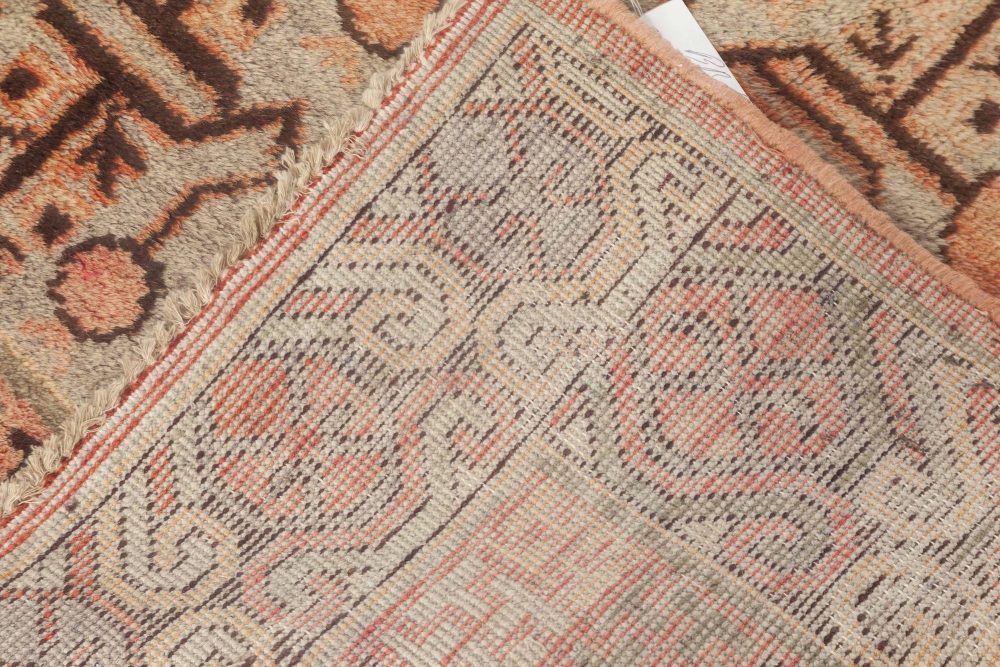 Samarkand Salmon, Off-White, Gray & Brown Hand Knotted Wool Rug BB6907