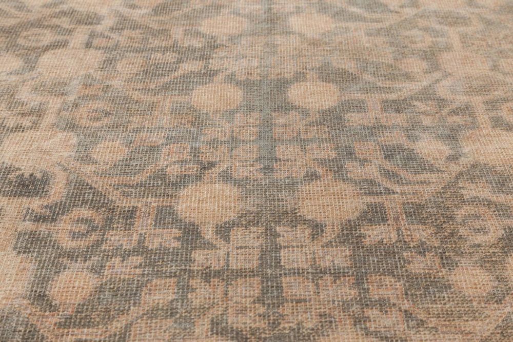 Midcentury Samarkand Gray, Blue, Beige and Brown Hand Knotted Wool Rug BB6651