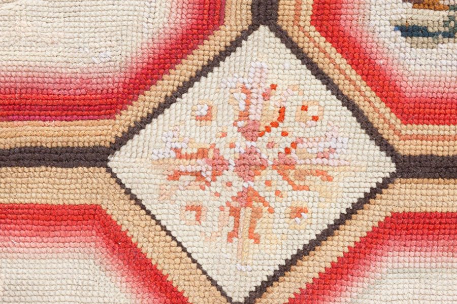 1900s White, Beige, Light Brown, Green and Rose English Needlework BB6918
