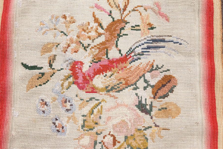 1900s White, Beige, Light Brown, Green and Rose English Needlework BB6918