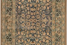 Antique Persian Kirman <mark class='searchwp-highlight'>Indigo</mark> Blue, Beige and Brown Handwoven Wool Runner BB6915