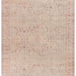 Antique Indian Floral Allover Soft Beige Hand-Knotted Wool Rug – Circa 1920 BB6910