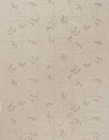 Contemporary Flatweave Solid Light Beige Wool Carpet “Alabaster” N12854 Contemporary Flatweave Solid Light Beige Wool Carpet “Alabaster” N12854