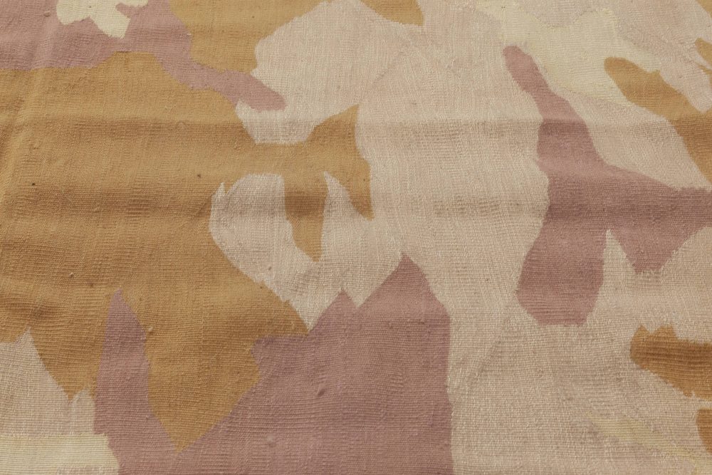 High-quality Abstract Aubusson Rug by DD Allen in Beige, Gold, and Pink N11886
