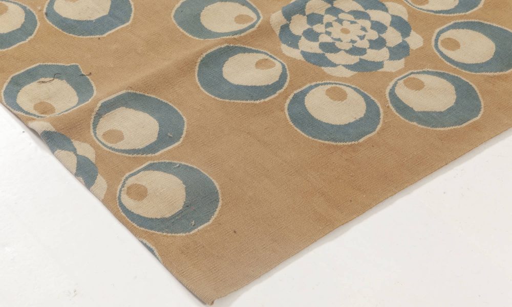 Doris Leslie Blau Collection Aubusson Style Blue, Ivory, Brown, Bold Modern Rug N11888