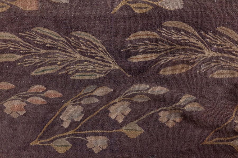 1900s Bessarabian Burgundy, Brown and Beige Handmade Wool Rug BB6919