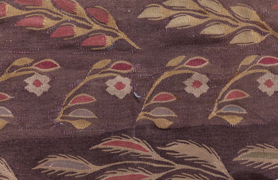1900s Bessarabian Burgundy, Brown and Beige Handmade Wool Rug BB6919