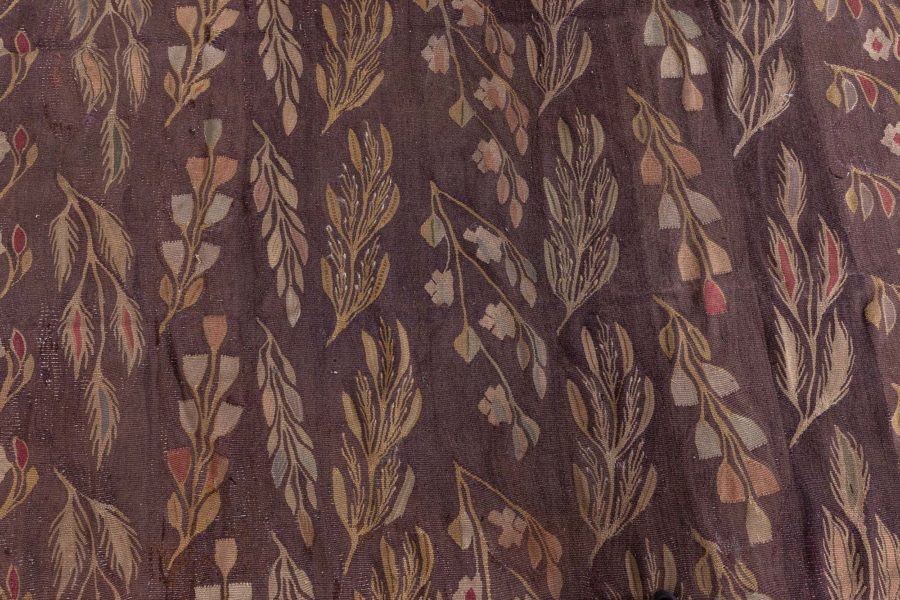 1900s Bessarabian Burgundy, Brown and Beige Handmade Wool Rug BB6919