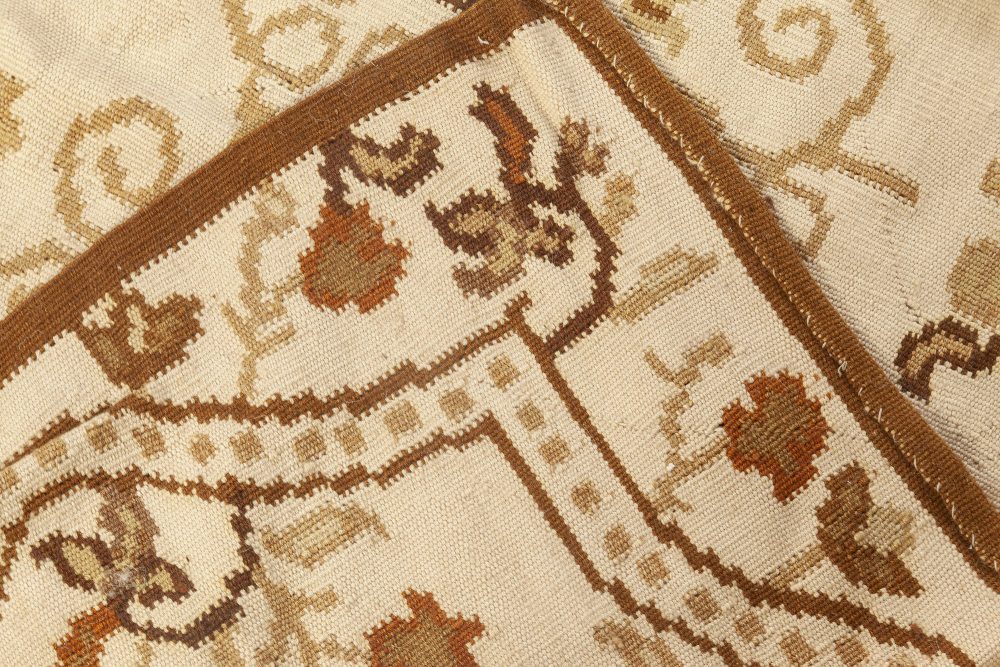 Doris Leslie Blau Collection Bessarabian Style White, Beige & Brown Wool Rug N11917