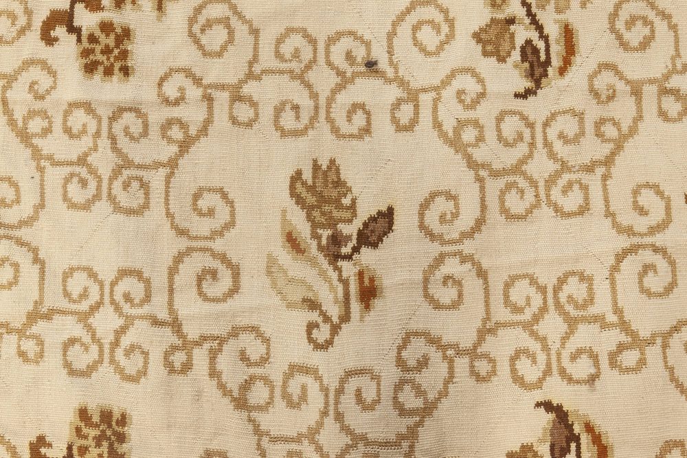 Doris Leslie Blau Collection Bessarabian Style White, Beige & Brown Wool Rug N11917