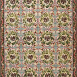 Contemporary Bessarabian Floral Cream Handmade Wool Rug “Trionfo” N11919