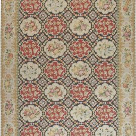“Cameo” Traditional Modern Flatweave Floral Soft Beige Oversized Handmade Wool Rug N11911